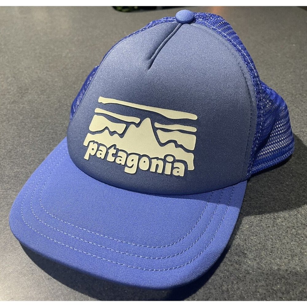 Patagonia Hat Cap Adjustable Blue Embroidered Casual Workwear Mesh Mens a63